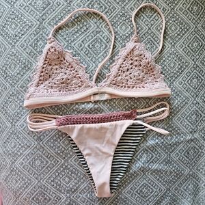 Rove Swim Blush Bikini Suit - Large Bikini Top and Medium Bottoms